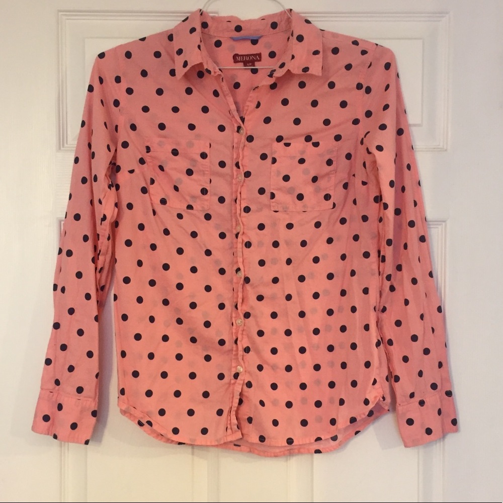 Merona small pink polka dot shirt